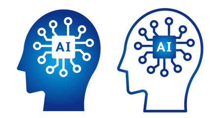 AI・人工知能を表す脳・頭部のアイコン4