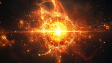 Fototapeta premium Bright Explosive Star in Space with Fiery Energy and Light Effects