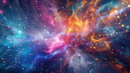 Colorful Cosmic Universe with Stars and Nebulae in Space Background