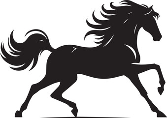 Black horse vector illustration silhouette of a wild running stallion