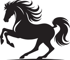 Black stallion vector illustration horse a wild running  silhouette