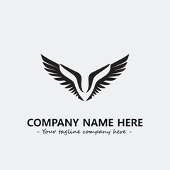 Wing illustration black and white for logo company vector image
