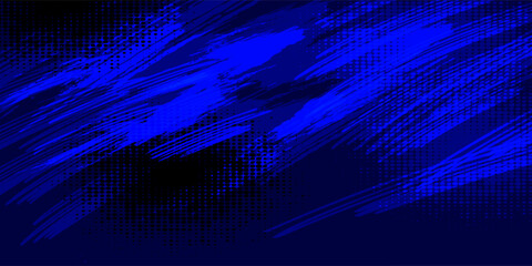 Dynamic abstract background with bold blue brush strokes, halftone dots, and grunge textures. Perfect for modern designs, gaming themes, and futuristic digital artwork.