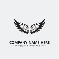 Wing illustration black and white for logo company vector image
