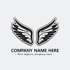 Wing illustration black and white for logo company vector image
