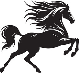 Black horse vector illustration silhouette of a wild running stallion