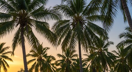 Sunset Serenade of Palms AI Generated