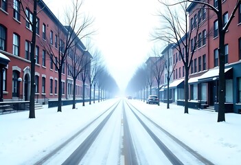 Minimalist Urban Street Icon in Winter Showing Snowfall isolated on transparent. PNG.