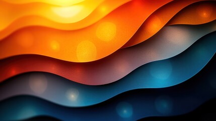 Obraz premium Abstract wavy background with vibrant orange, red, blue and dark hues and bokeh lights.