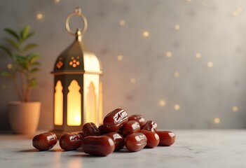 Closeup of Dates with Modern Minimalist Ramadan Theme isolated on transparent. PNG.