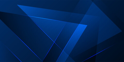 Obraz premium Futuristic abstract blue geometric background with glowing lines and overlapping transparent shapes. Modern digital design perfect for technology, business, and innovation concepts.