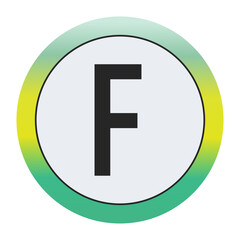 Obraz premium Environmental Grade Capital Letter F Icon with Green to Yellow Gradient Circle – Eco-Friendly Label for World Environment Day and Sustainability Awareness