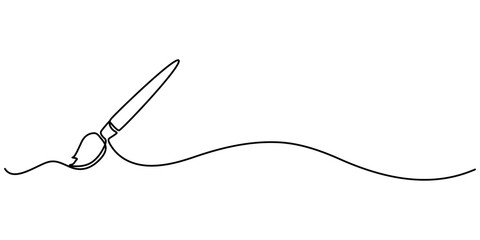 Fototapeta premium Paintbrush continuous one line drawing vector illustration, Paint brushes continuous one line drawing. Isolated on white background vector illustration, Continuous one line drawing Brush and painting.