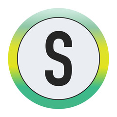 Environmental Grade Capital Letter S Icon with Green to Yellow Gradient Circle – Eco-Friendly Label for World Environment Day and Sustainability Awareness