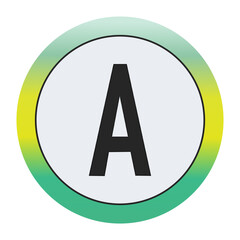 Environmental Grade Capital Letter A Icon with Green to Yellow Gradient Circle &ndash; Eco-Friendly Label for World Environment Day and Sustainability Awareness