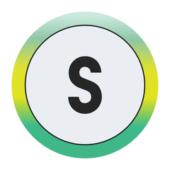 Environmental Grade Lowercase Letter s Icon with Green to Yellow Gradient Circle – Eco-Friendly Label for World Environment Day and Sustainability Awareness