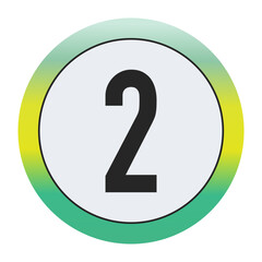 Environmental Grade Number 2 Icon with Green to Yellow Gradient Circle – Eco-Friendly Label for World Environment Day and Sustainability Awareness