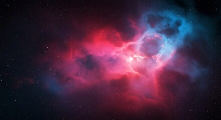 Fototapeta premium Crimson & Azure Nebula AI Generated