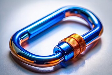 Close-up Blue and Orange Carabiner - Night Photography Stock Photo