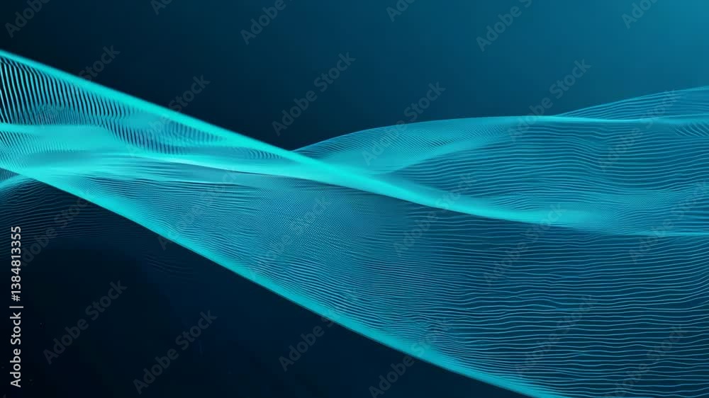 Wall mural fluid dynamics: an artistic abstract composition of flowing, ethereal lines in a gradient of blue hu