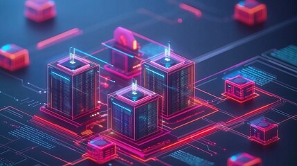 Fototapeta premium Digital city on circuit board network