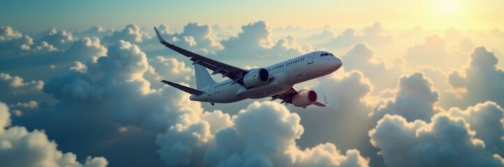 Obraz premium Diverse aircraft taking off in a blurred aerial motion, blur, take flight, cloud