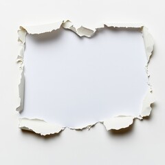 Obraz premium Torn paper with a rectangular hole revealing a white background.