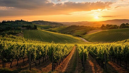 Tuscan Vineyard Sunset