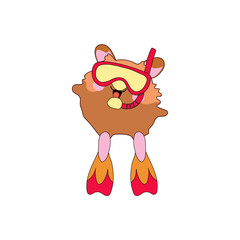 Cute hamster diving with snorkel and fins, exploring the sea in a fun and adventurous underwater adventure