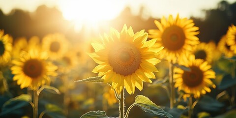 Obraz premium a beautiful sunflower in the evening 