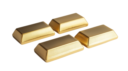 bright gold bars isolated on white background	, transparent png 