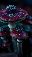 Obraz premium Nature of mushrooms in garden using as cover page background, created by generative ai