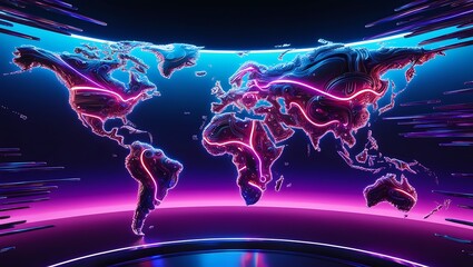 Highly Detailed 3D Render of a Futuristic City with Neon Lights