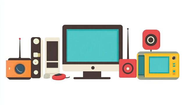 Retro Electronics Row Illustration