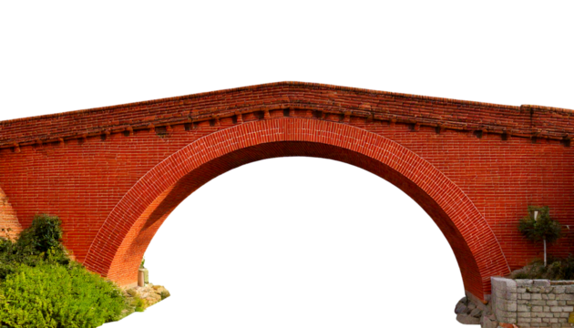 Brick Arch Bridge isolated on transparent background.