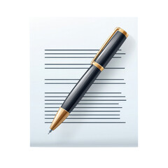 Naklejka premium A sleek and stylish ballpoint pen resting on a crisp lined document suggesting a professional office setting and the tools of productive work