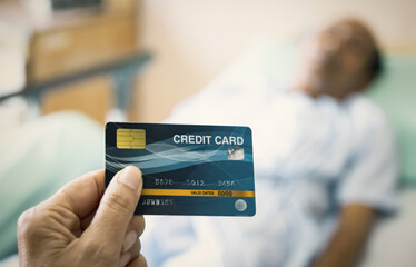 Patient credit card payment medical bills financial security convenience, Healthcare facilities billing management patients expenses and insurance transactions Finance planning debt money health.