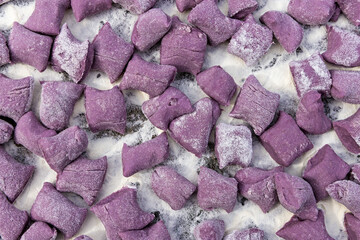 Purple gnocchi from purple yam