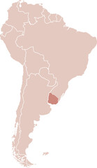 Uruguay map illustration of South America