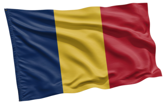 Waving Flag of Romania or Chad PNG