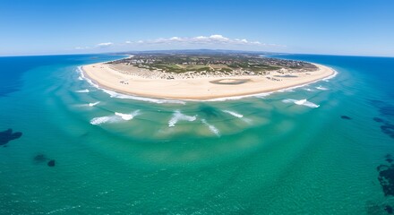 Obraz premium Coastal Embrace: Azure Dawn AI Generated