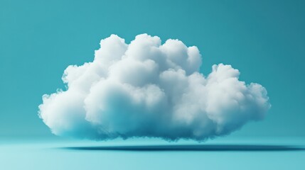 Single Cloud Floating on Teal Background: A Minimalist Digital Art Piece