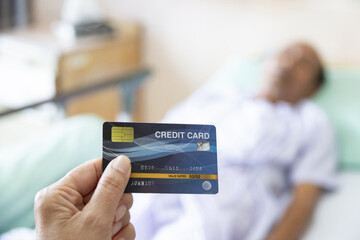 Patient credit card payment medical bills financial security convenience, Healthcare facilities billing management patients expenses and insurance transactions Finance planning debt money health.