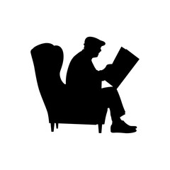 An elderly man sitting in an armchair vector.