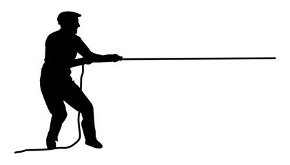 An old man is pulling a rope vector. © Raju