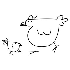Chicken Doodle Hand Drawn