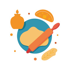 a messy baking counter with flour