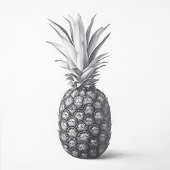 Obraz premium Detailed Pencil Drawing of a Realistic Pineapple on White Background