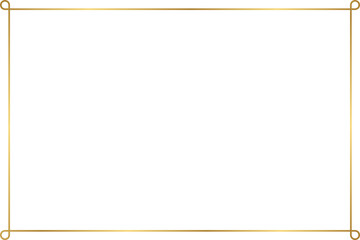 Rectangle golden frame border with 3x2 aspect ratio for invitation, card, cut out ,isolated on transparent background.