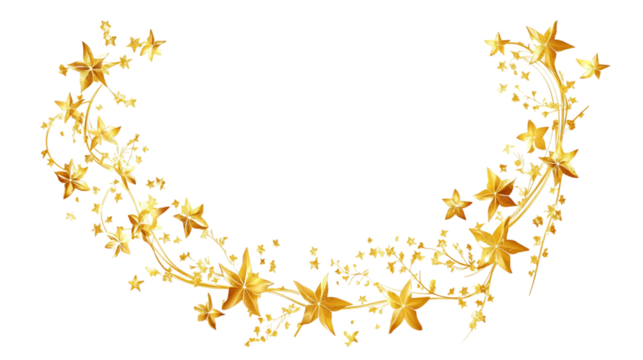 Golden fireworks and star border on white background
